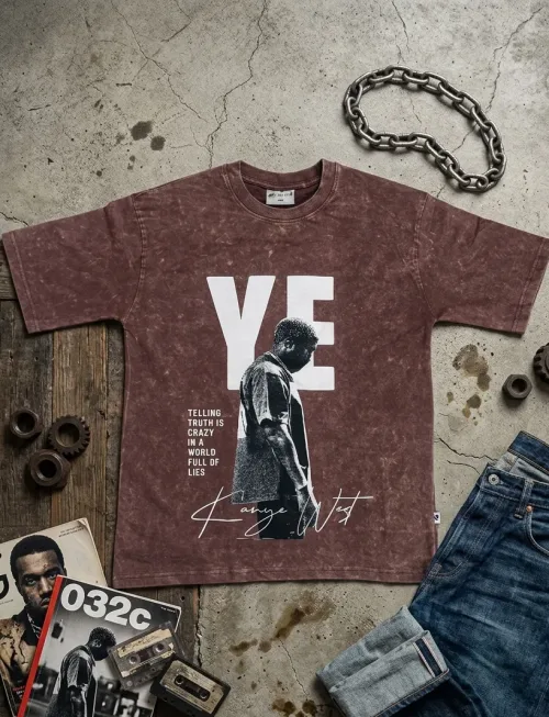 YE Vintage Acid Wash Tee Brown
