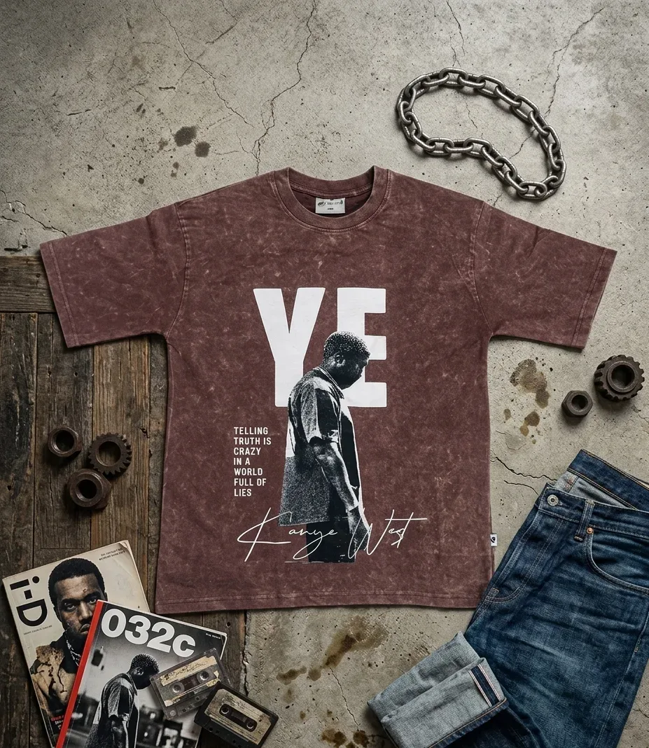YE Vintage Acid Wash Tee Brown