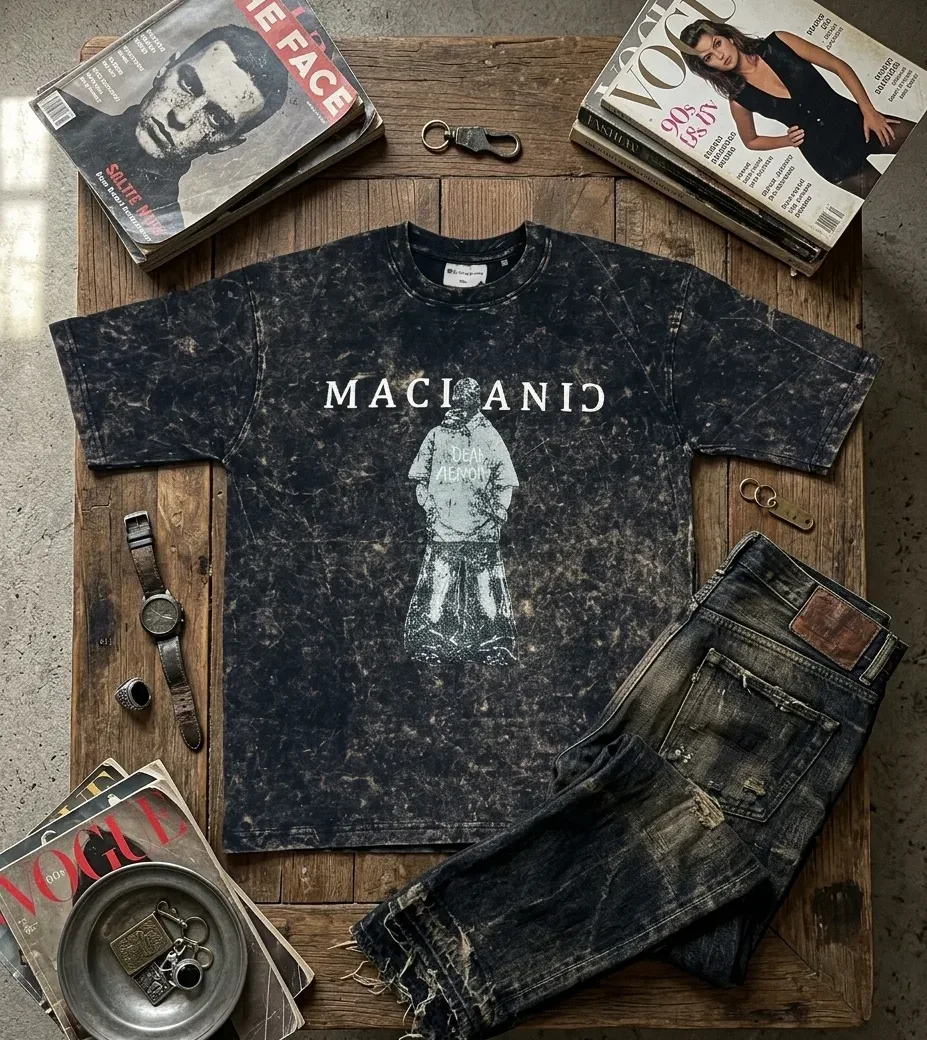 Macianid Acid Wash Tee Black