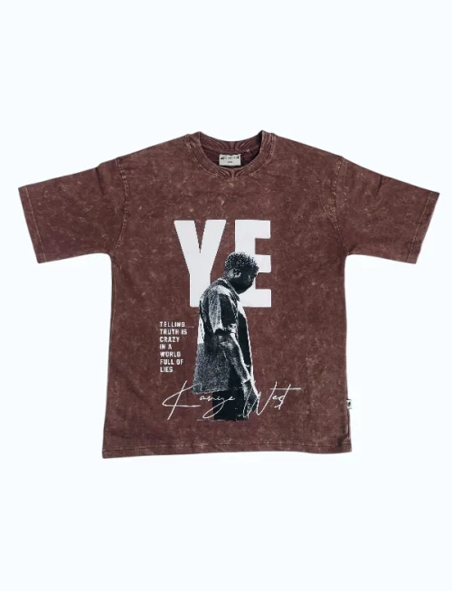YE Vintage Acid Wash Tee Brown